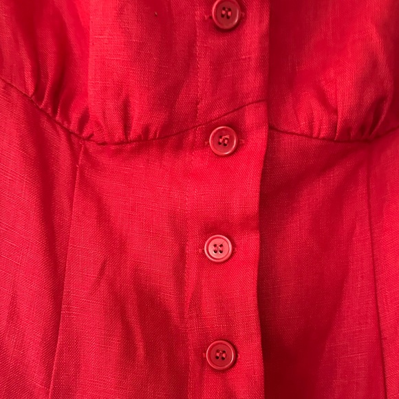 Reformation NWT Louisa Linen Dress in Cherry Red - Picture 8 of 9